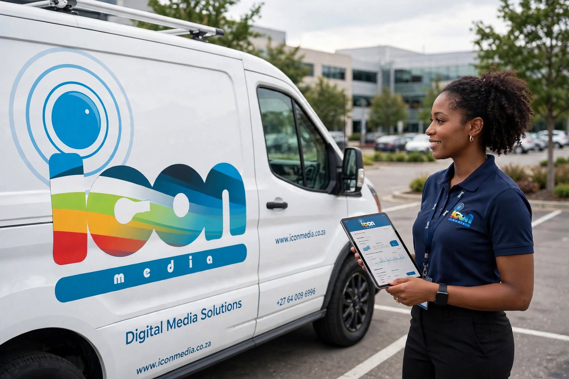 Branded Icon Media delivery van